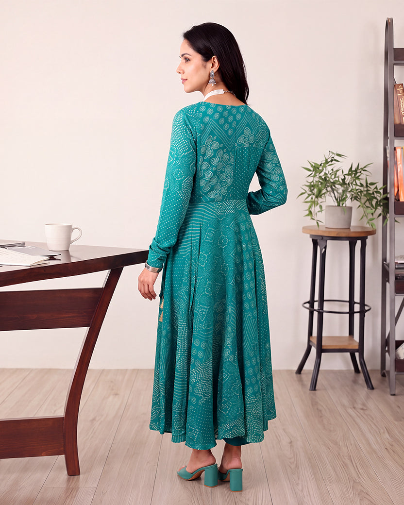 GREN BANDHANI KALIDAAR SET