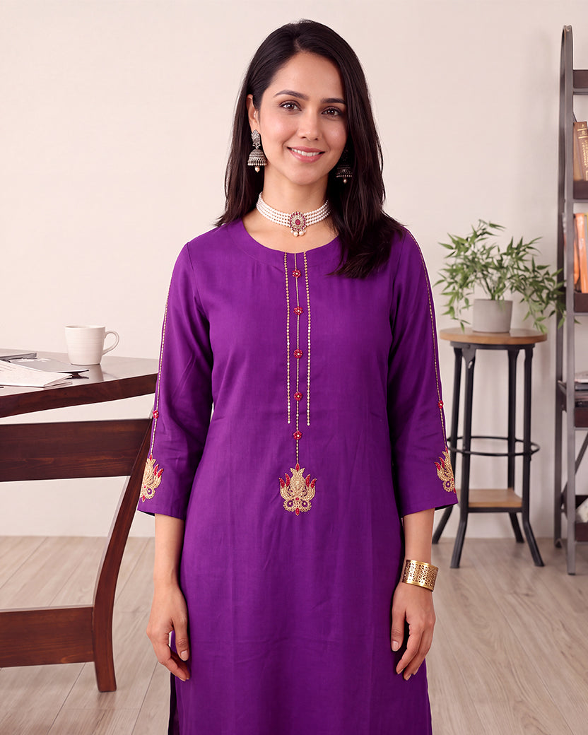 PURPLE DORI KURTA SET