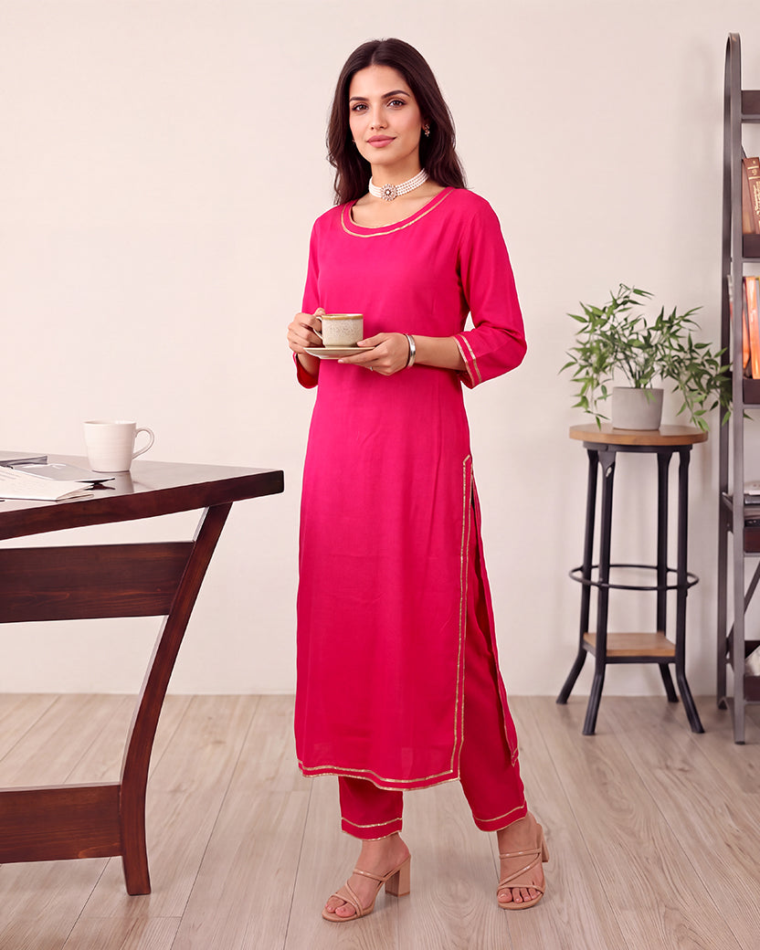 PINK ROUND KURTA SET