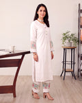 WHITE EMBROIDERY SPACE KURTA SET