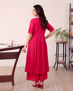 MAROON ANARKALI KURTA SET