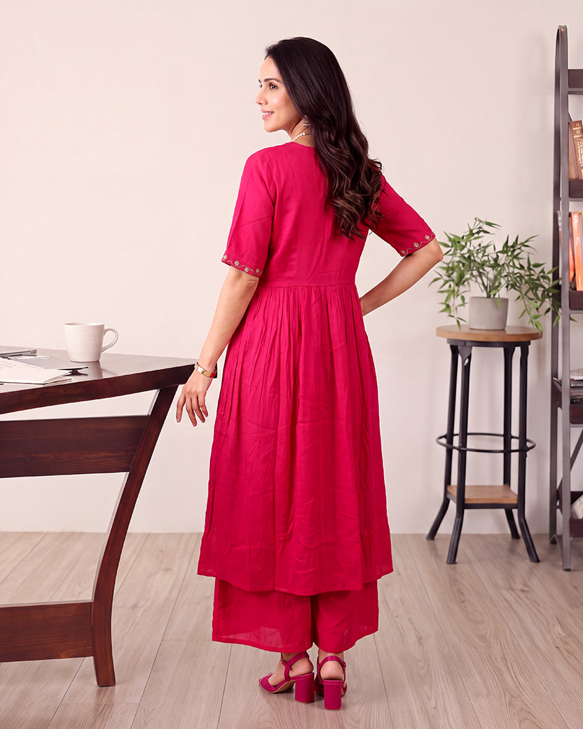 MAROON ANARKALI KURTA SET