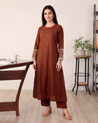 CHANDERI BROWN KURTA SET