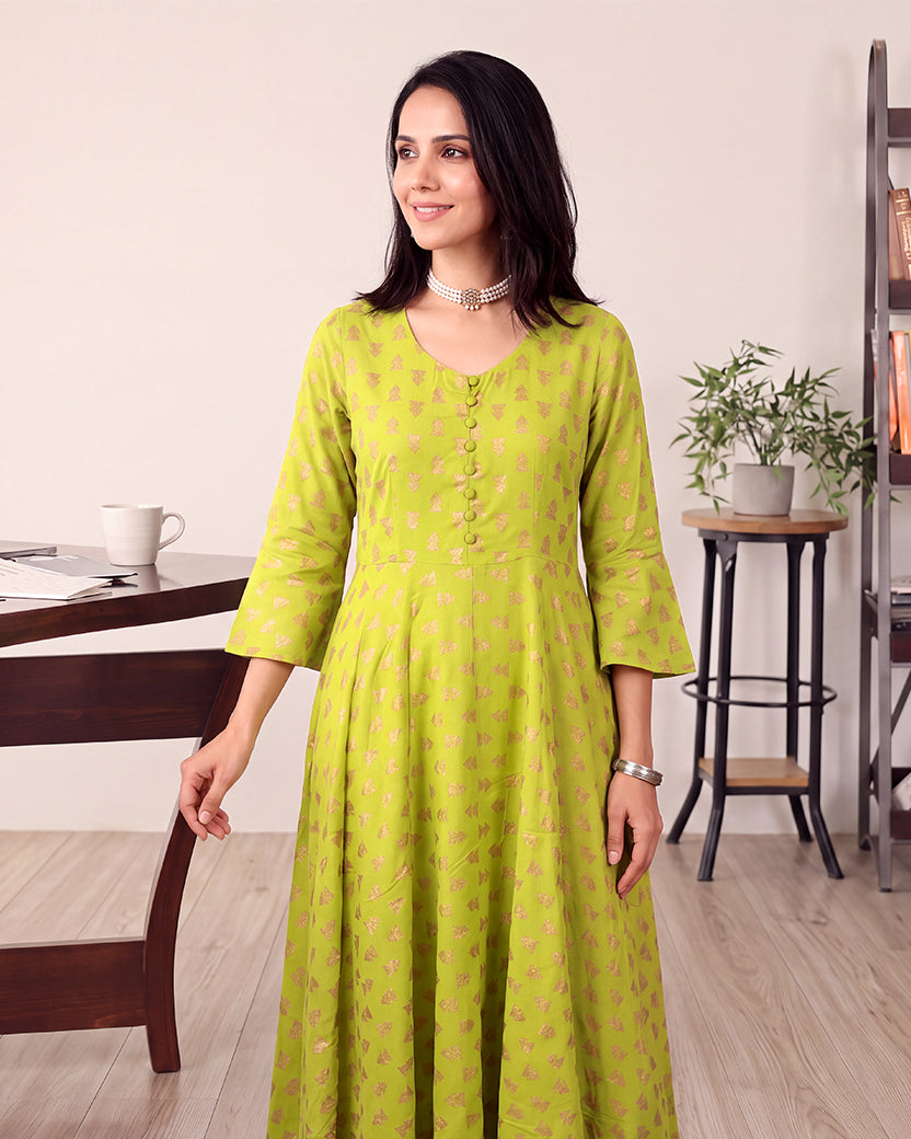 GREEN GOLDEN KURTA SET