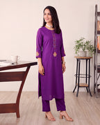 PURPLE DORI KURTA SET