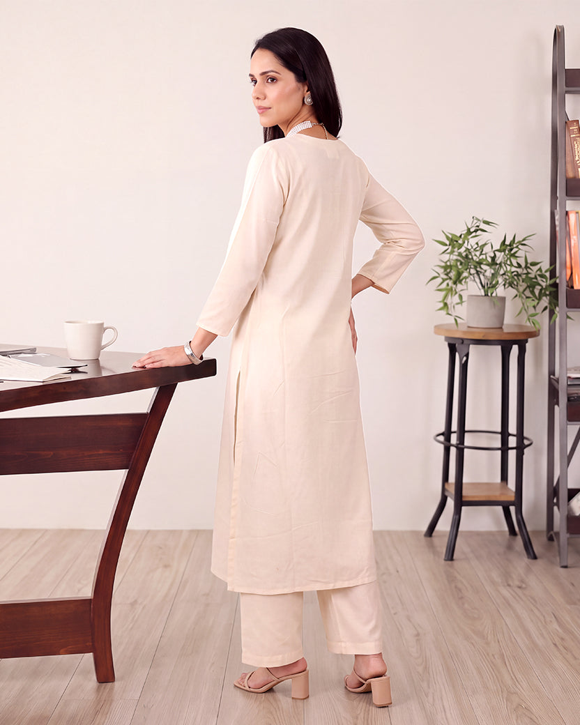 CREAMISH EMBROIDERED SET