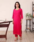 PINK ROUND KURTA SET