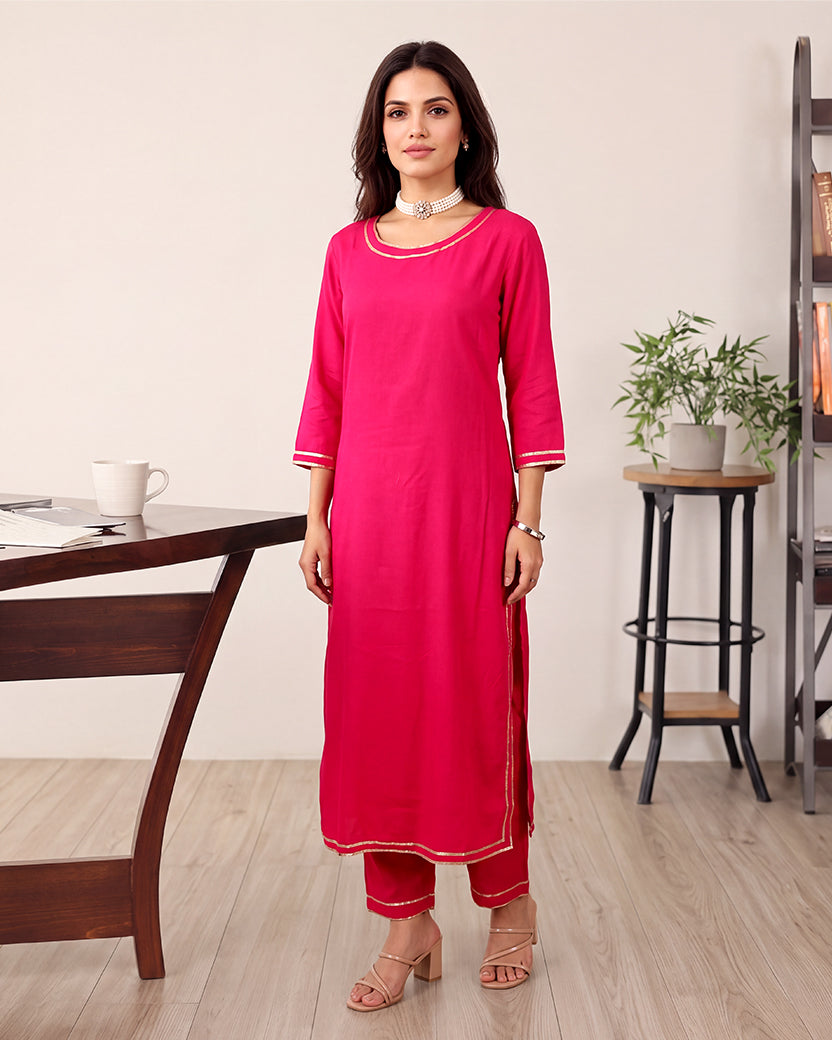 PINK ROUND KURTA SET