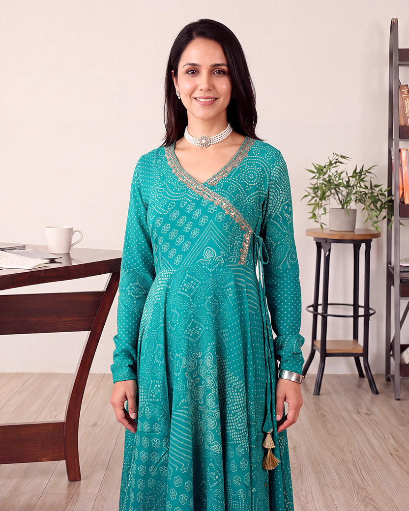 GREN BANDHANI KALIDAAR SET