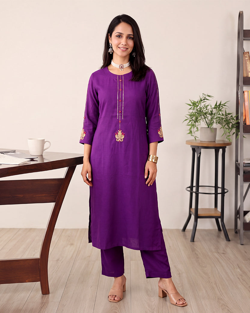 PURPLE DORI KURTA SET