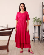 MAROON ANARKALI KURTA SET