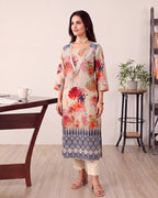 MINT FLOWER KURTA SET