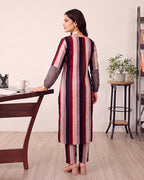 STRIPED BROWN KURTA SET