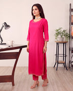 PINK ROUND KURTA SET
