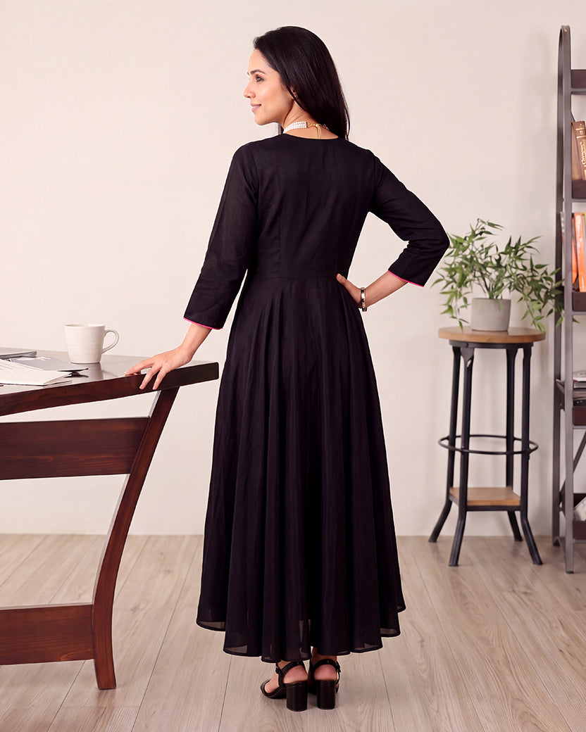 BLACK RED LINE KURTA SET