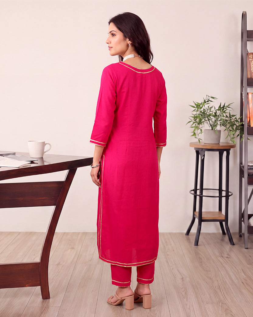 PINK ROUND KURTA SET