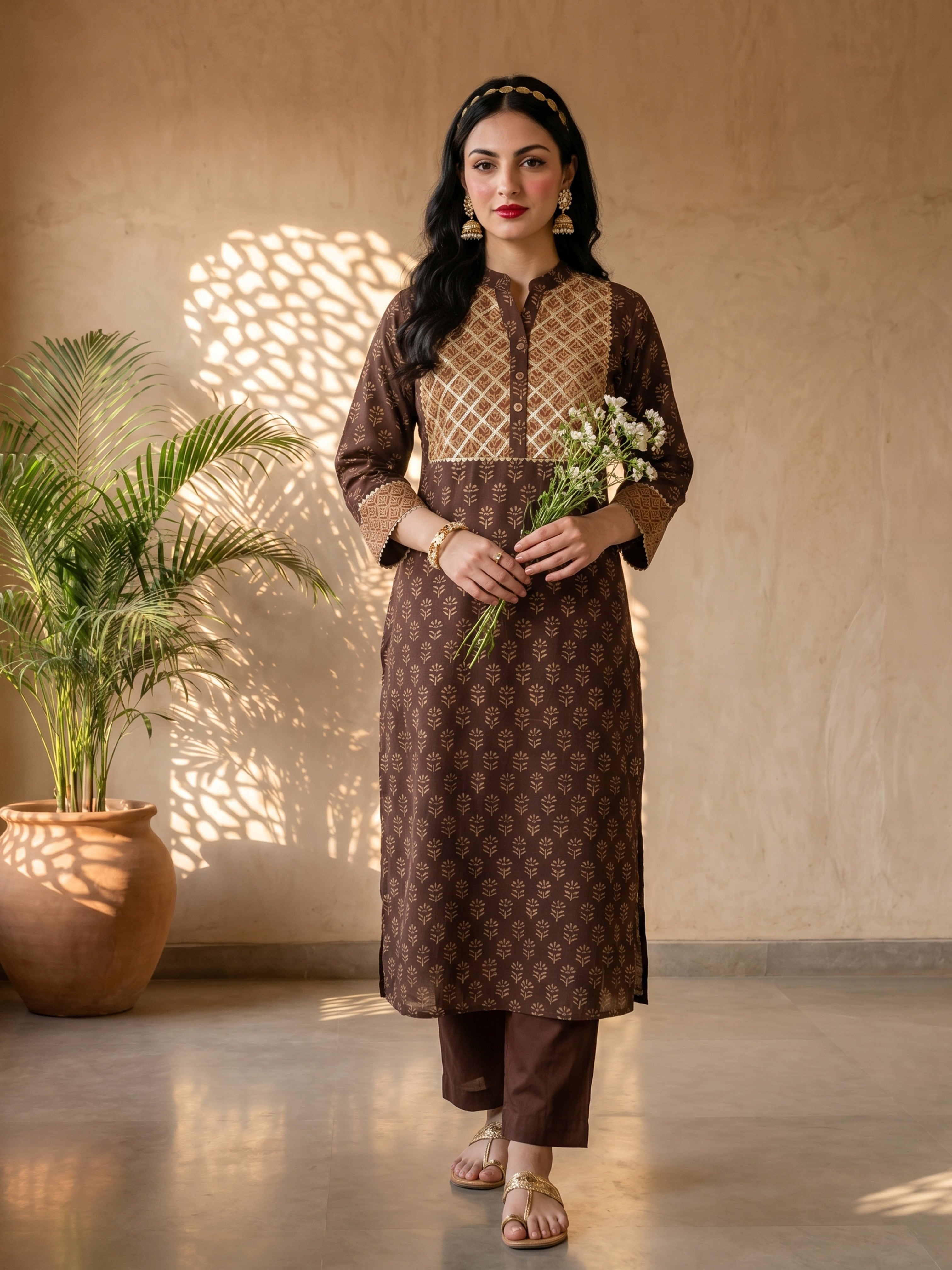 Espresso Heritage Printed Kurta