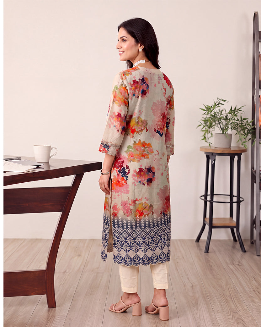 MINT FLOWER KURTA SET