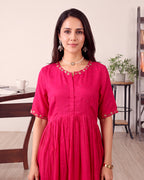 MAROON ANARKALI KURTA SET