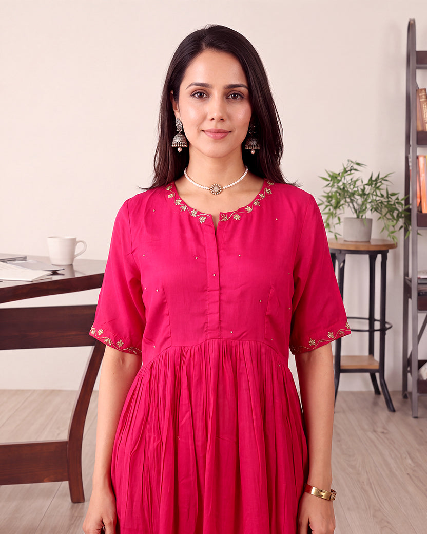 MAROON ANARKALI KURTA SET