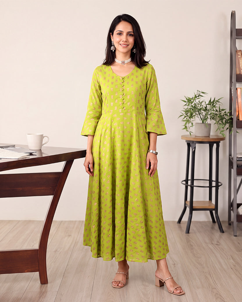 GREEN GOLDEN KURTA SET