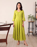 GREEN GOLDEN KURTA SET