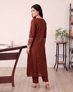 CHANDERI BROWN KURTA SET