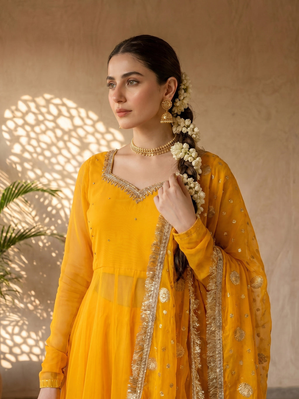 Golden Aura Sharara Suit Set