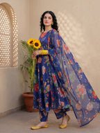 Midnight Bloom Anarkali Suit Set