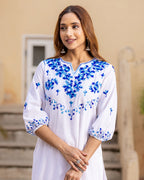 White Aari Work Kurta Set