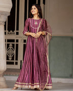 Purple Ajrakh Kalidaar suit set