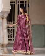 Purple Ajrakh Kalidaar suit set