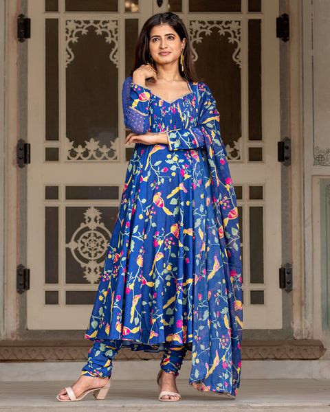 Buy Blue Songbird Anarkali Suit Set online in India
