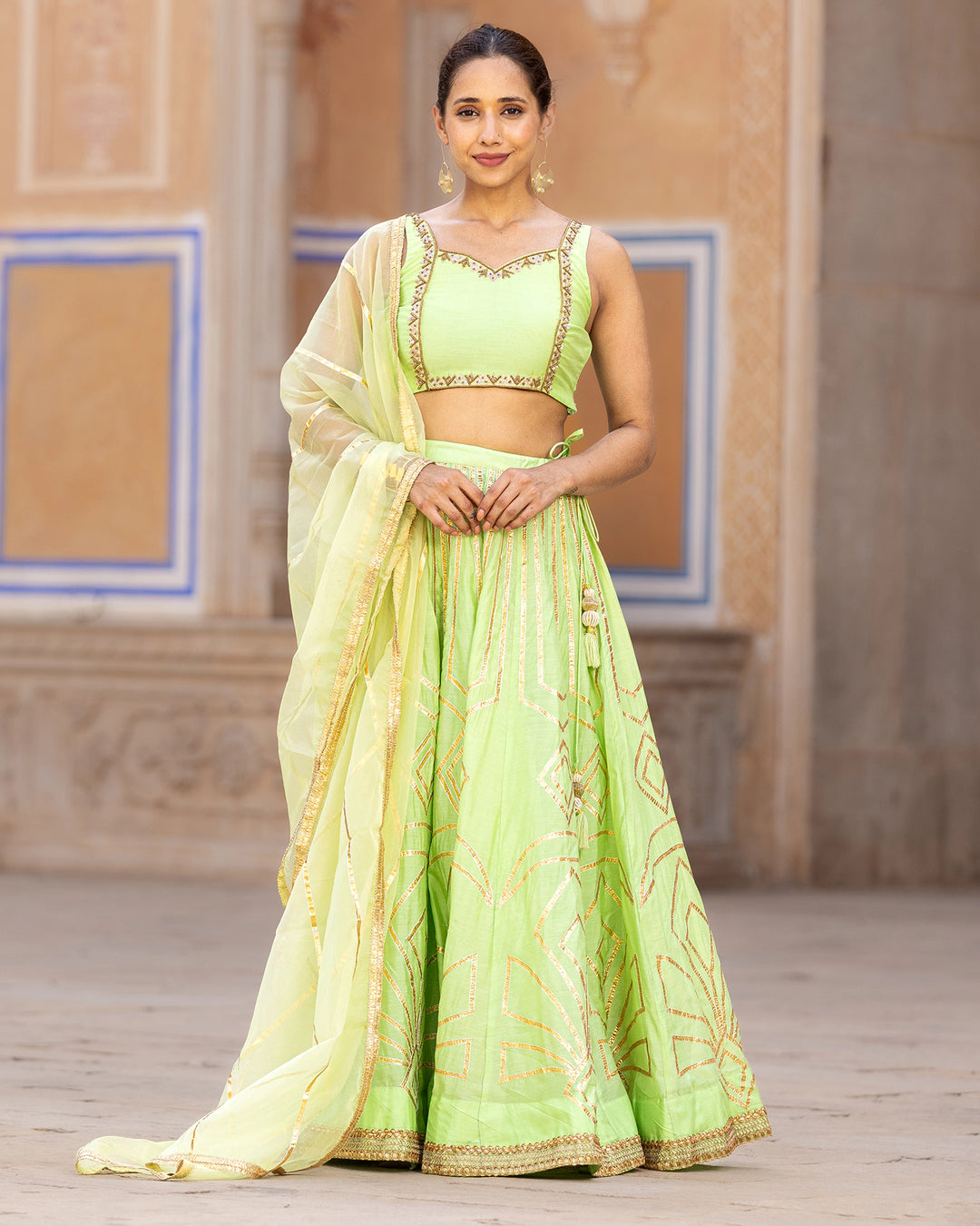 Pastel Green Gota Lehenga Set