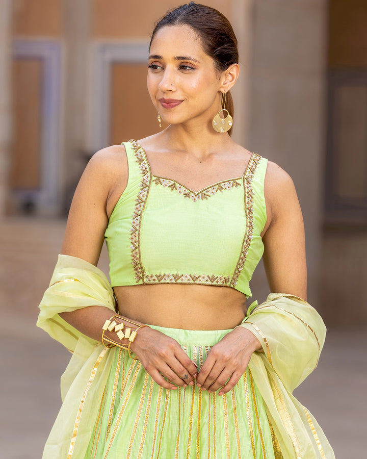 Pastel Green Gota Lehenga Set