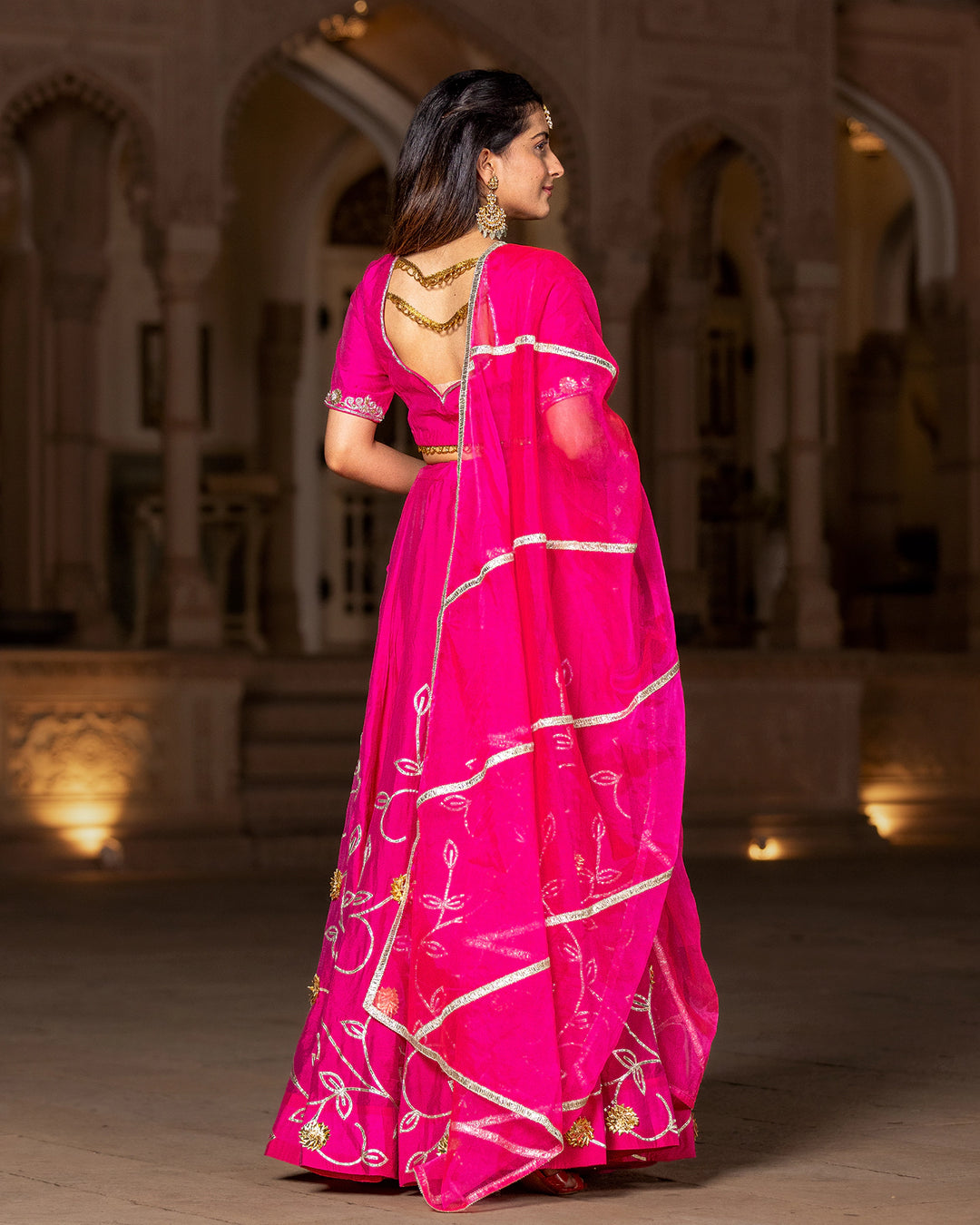 Fuschia Gota Kalidaar Lehenga Set