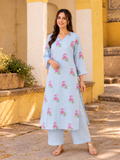PASTEL BLUE FLORAL KURTA SET