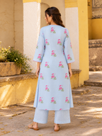 PASTEL BLUE FLORAL KURTA SET