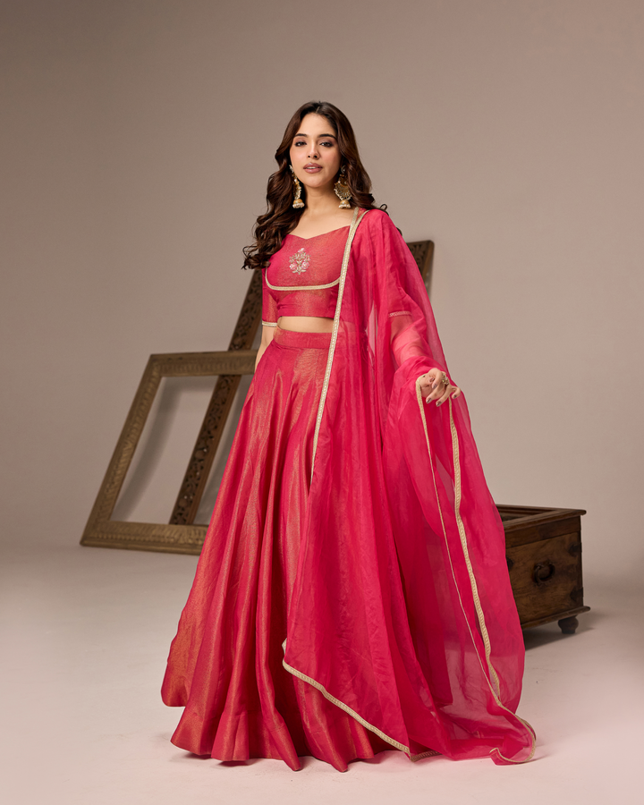 Rani Pink Tissue Lehenga
