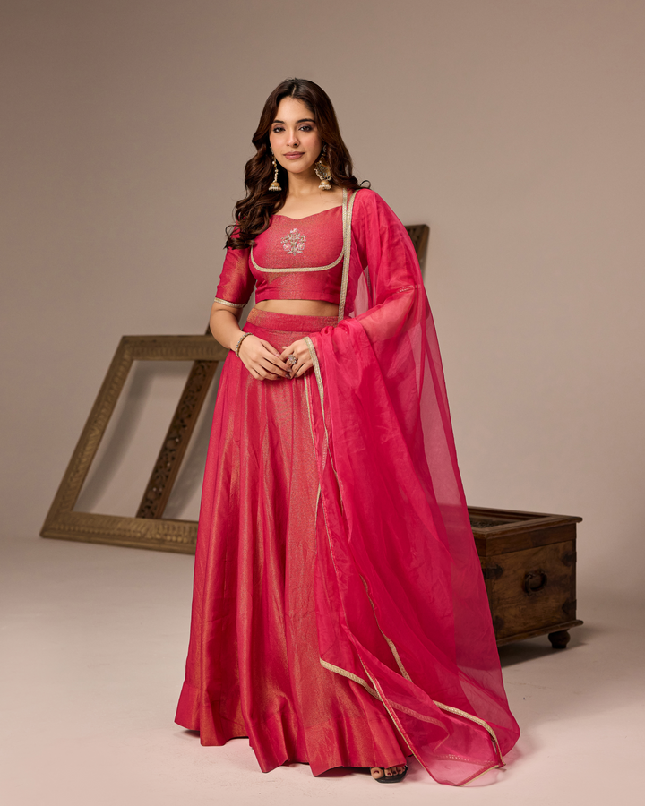 Rani Pink Tissue Lehenga