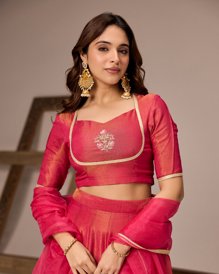 Rani Pink Tissue Lehenga