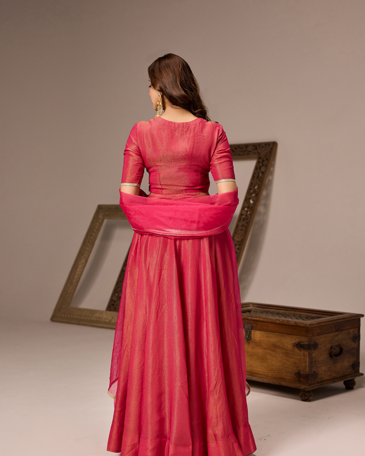 Rani Pink Tissue Lehenga