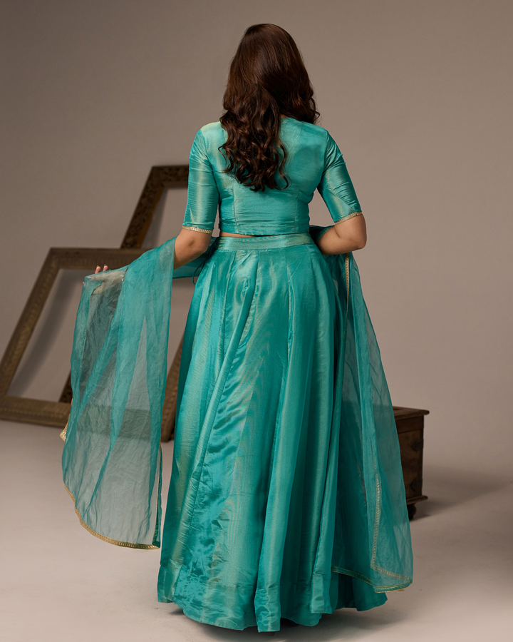 Sea Green Tissue Lehenga