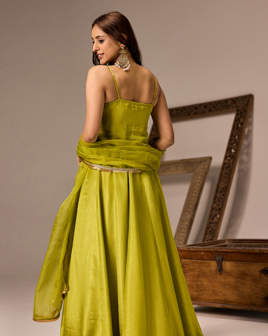 Lime Green Tissue Lehenga
