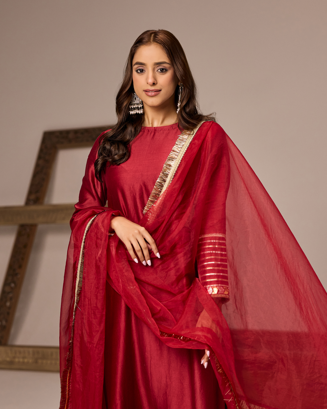 Red Rani A-line Suit Set