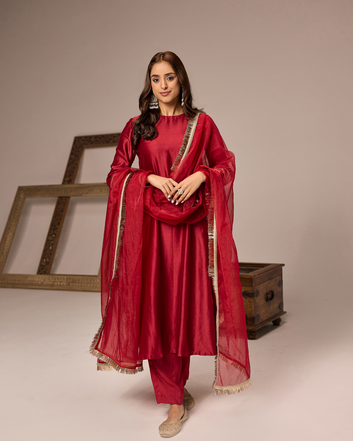 Red Rani A-line Suit Set