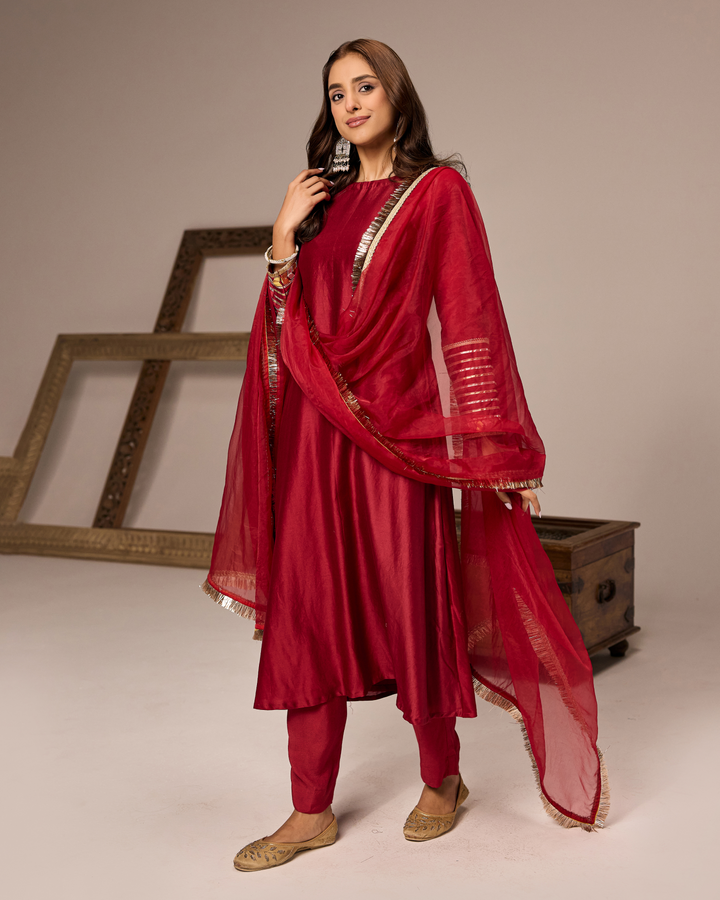 Red Rani A-line Suit Set