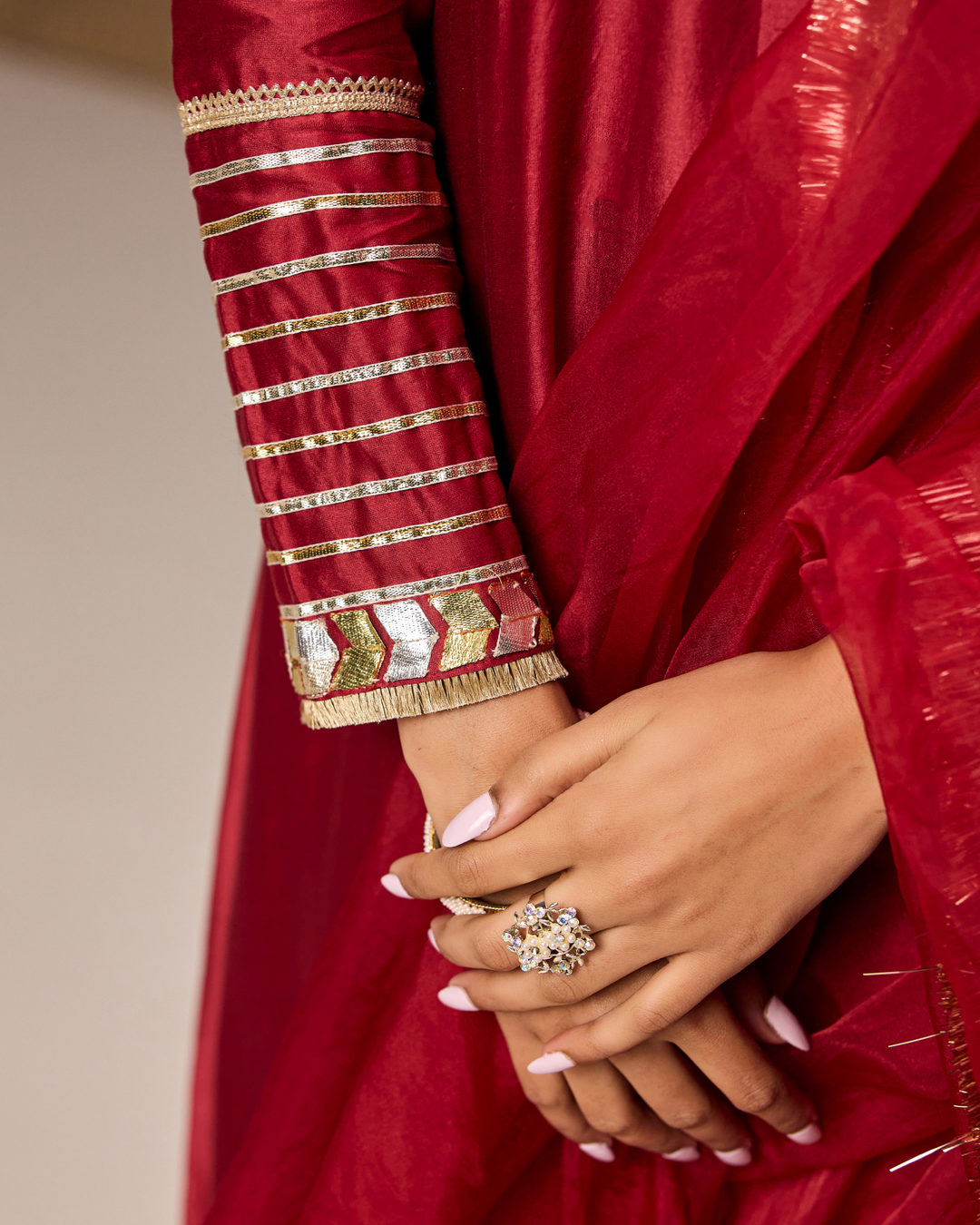 Red Rani A-line Suit Set