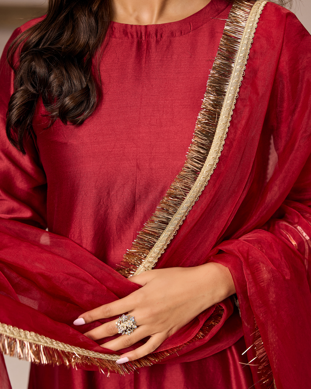 Red Rani A-line Suit Set