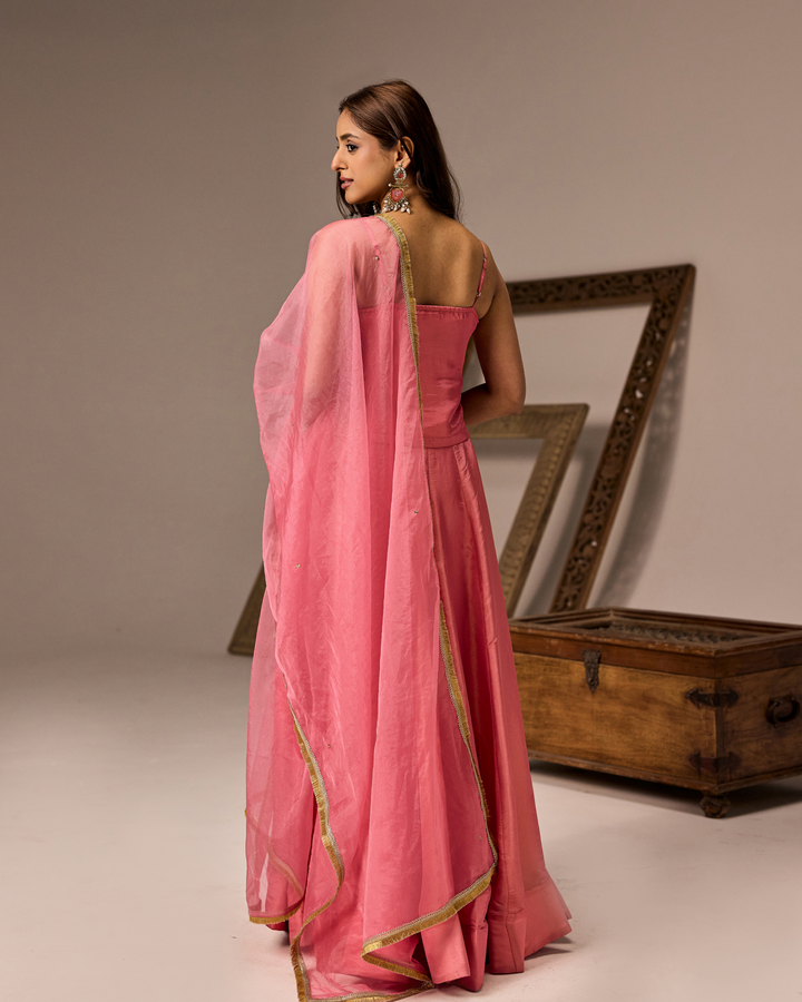 Powder Pink Tissue Lehenga